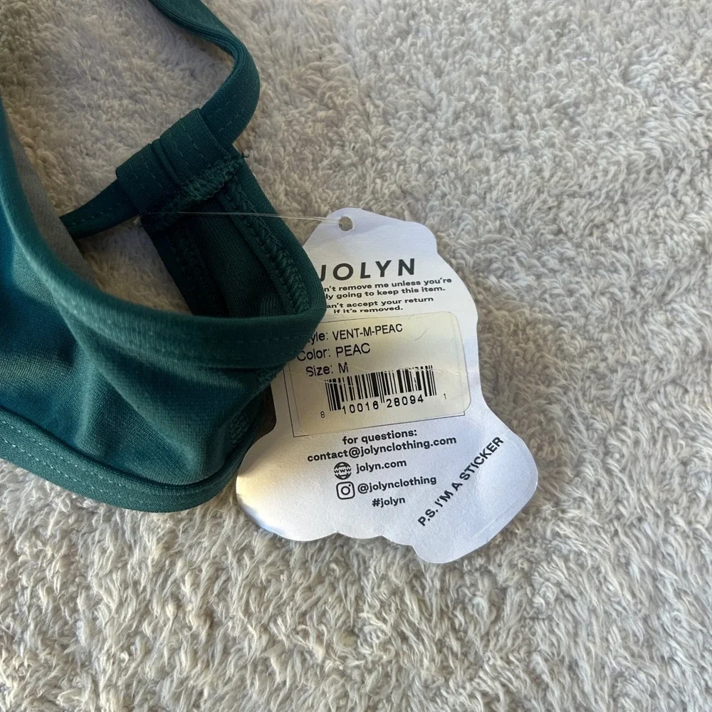 Jolyn Vent Bikini Top Peacock Green Tie Back Swim Top VENT-M-PEAC New